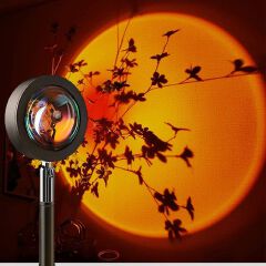 16 Colors Smart Sunset Lamp Projector USB Rainbow Ambient Light for Selfies, Photography, Aesthetic Bedroom, Home Decoration, and Live Streaming