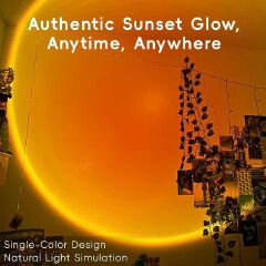 16 Colors Smart Sunset Lamp Projector USB Rainbow Ambient Light for Selfies, Photography, Aesthetic Bedroom, Home Decoration, and Live Streaming