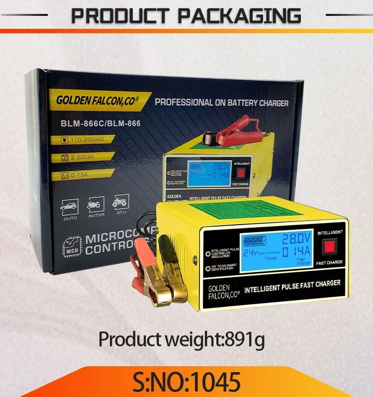 Smart Automatic 12V 24V Bolaimei BLM-866C / BLM-866 Intelligent Pulse Fast Battery Charger with Pulse Repair Technology BLM-866C for Car Motorbike SUV Truck Lead Acid AGM GEL Batteries 3Ah-200Ah