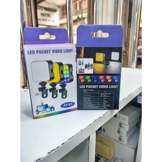 AY-83 Pocket LED Light | Bi-Color & RGB| Rechargeable Mini LED Lighting|Selfie with Three Cold Shoe Mount