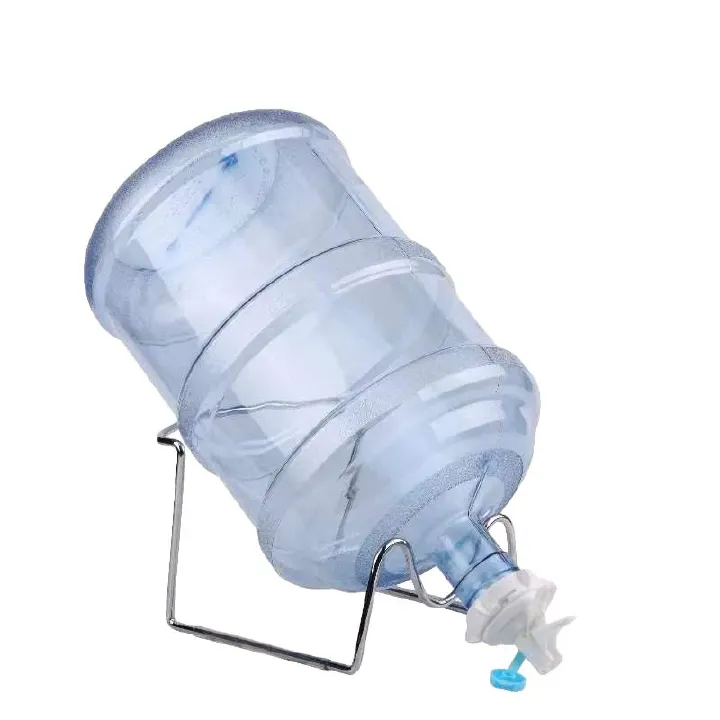 Water Dispensing Spigot Valve and Bottle Holder Set with Stand, Metal Plated Cradle Set with Water Dispenser Valve, Dustproof Plug, Crown Top Water Bottles, for Camping, Counter, Office and Home Use