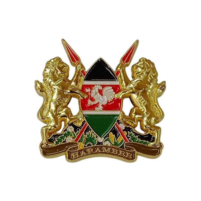 Premium Large 3D Kenya Coat of Arms Lapel Pin – Gold Finish, National Emblem Badge for Patriotic Wear & Collectors