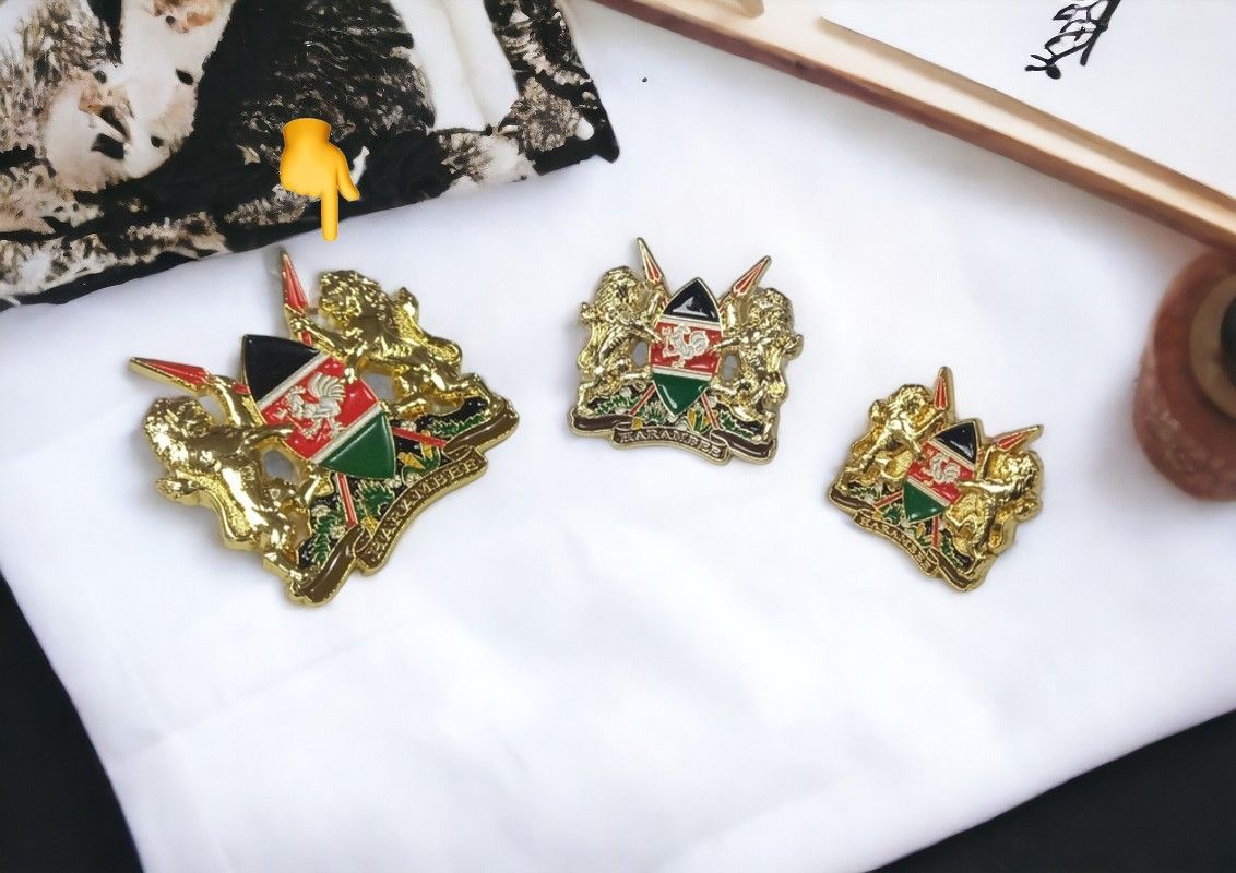 Premium Large 3D Kenya Coat of Arms Lapel Pin – Gold Finish, National Emblem Badge for Patriotic Wear & Collectors
