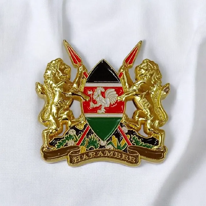Premium Large 3D Kenya Coat of Arms Lapel Pin – Gold Finish, National Emblem Badge for Patriotic Wear & Collectors