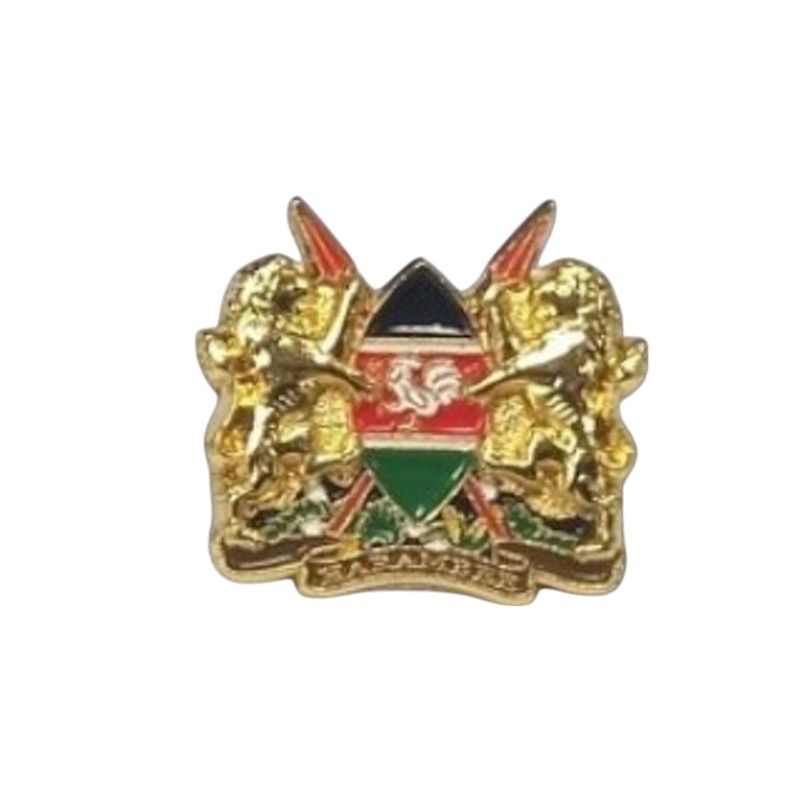 Premium Small 3D Kenya Coat of Arms Lapel Pin – Gold Finish, National Emblem Badge for Formal & Casual Wear