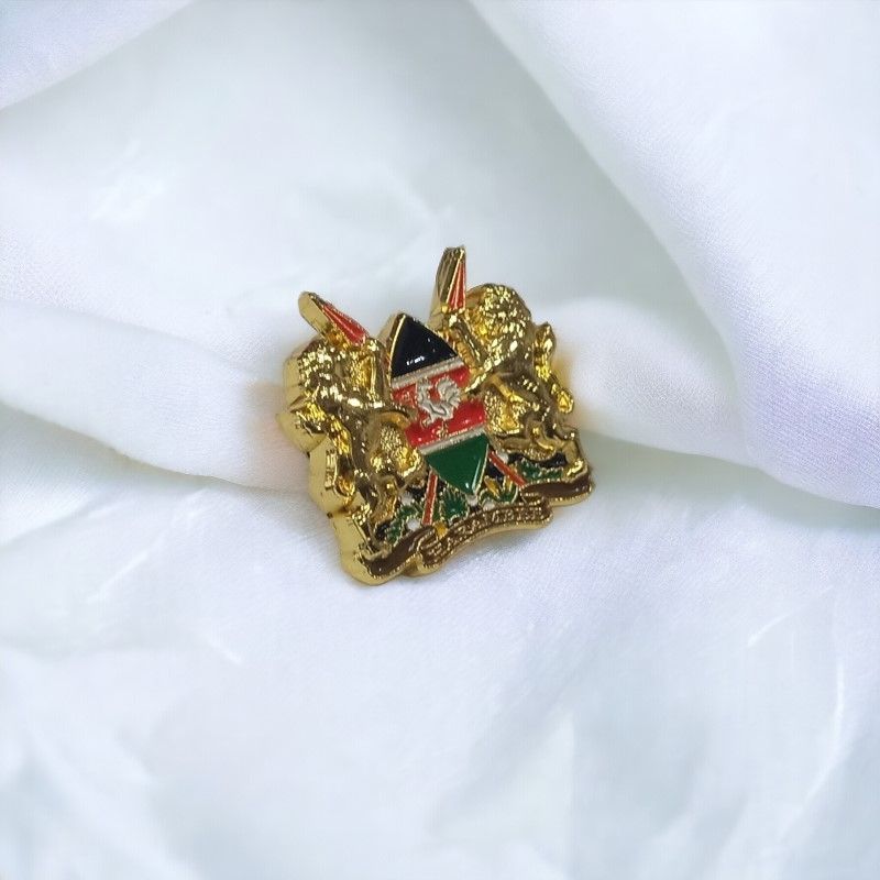 Premium Small 3D Kenya Coat of Arms Lapel Pin – Gold Finish, National Emblem Badge for Formal & Casual Wear