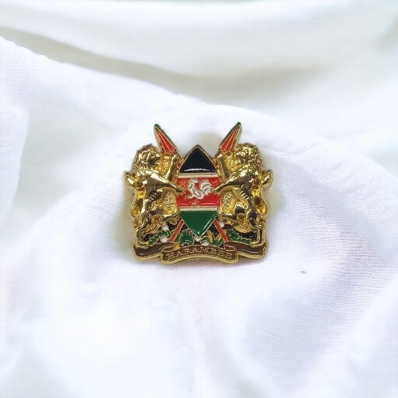 Premium Small 3D Kenya Coat of Arms Lapel Pin – Gold Finish, National Emblem Badge for Formal & Casual Wear