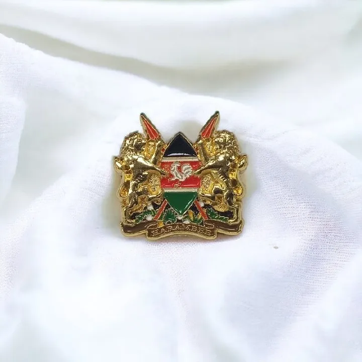 Premium Small 3D Kenya Coat of Arms Lapel Pin – Gold Finish, National Emblem Badge for Formal & Casual Wear