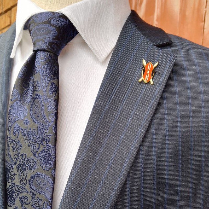 Kenya Shield Lapel Pin Badge – Elegant Gold-Finished Patriotic Pin with Iconic Kenyan Heritage Design