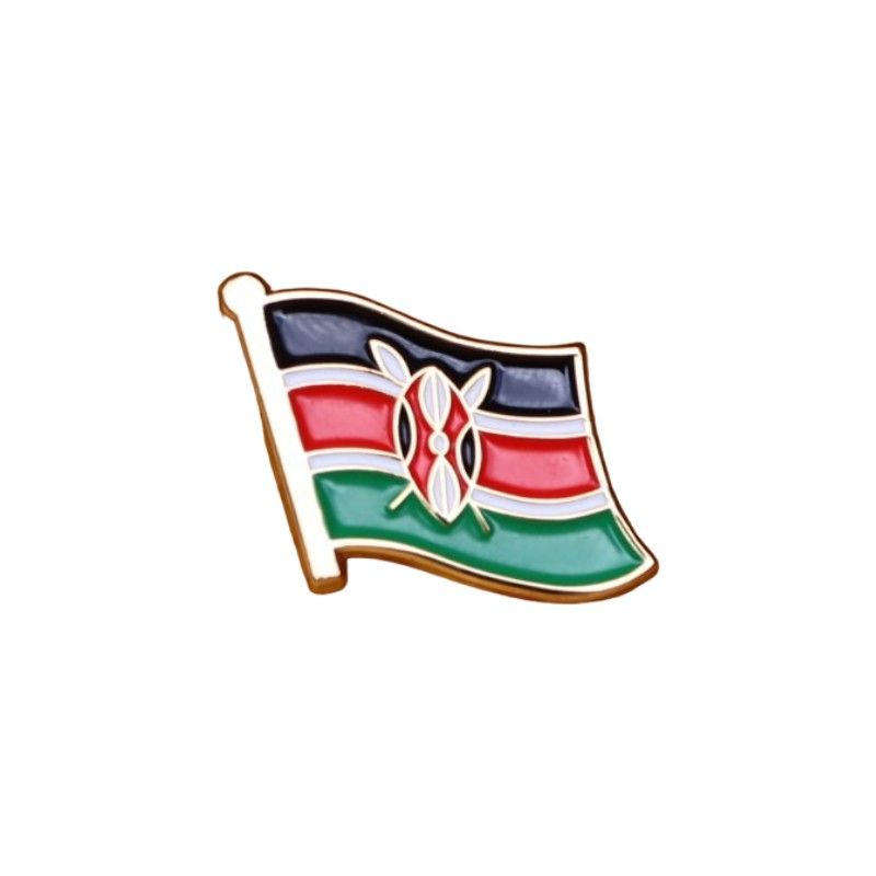 Kenya Single Flag Lapel Pin Badge – Patriotic Flag with Gold Finish, Elegant National Pride Accessory for Unisex use, both men and women, ideal for formal official wear ceremonies and commemorations.
