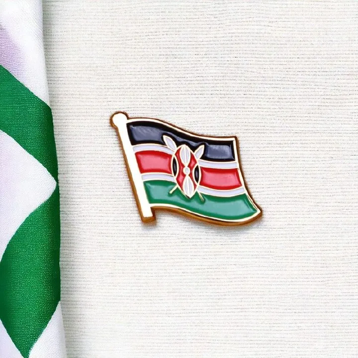 Kenya Single Flag Lapel Pin Badge – Patriotic Flag with Gold Finish, Elegant National Pride Accessory for Unisex use, both men and women, ideal for formal official wear ceremonies and commemorations.