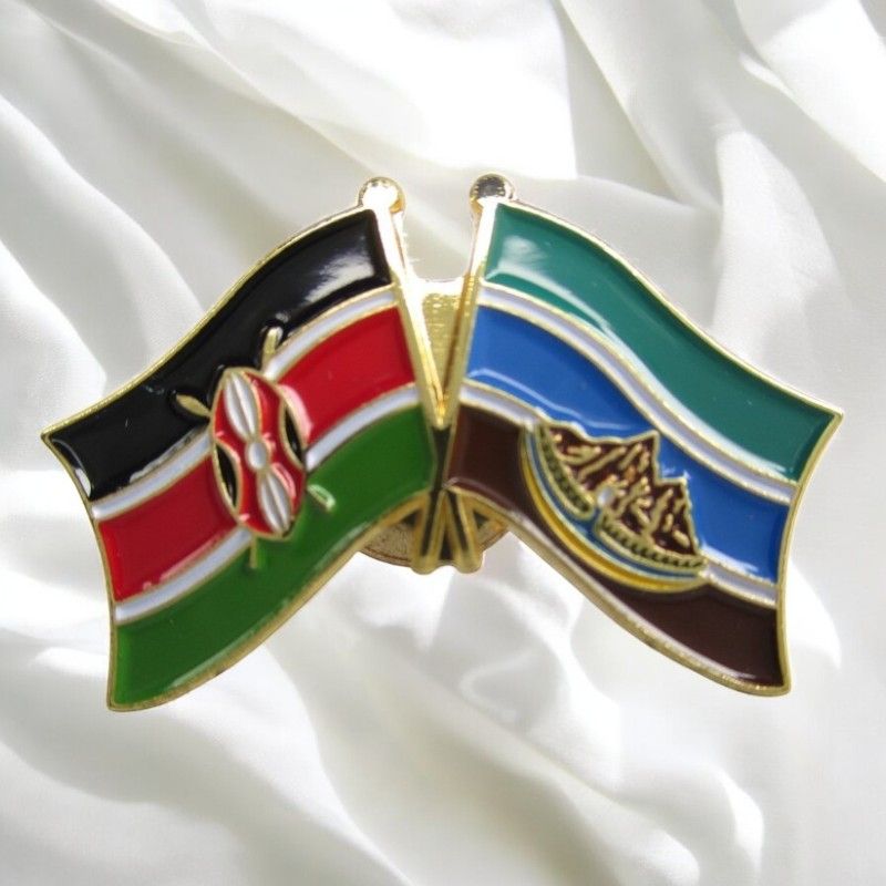 Kenya & County Double Flags Lapel Pin Badge – Elegant Gold-Finished Dual Flag Design for Patriotic & Official Wear