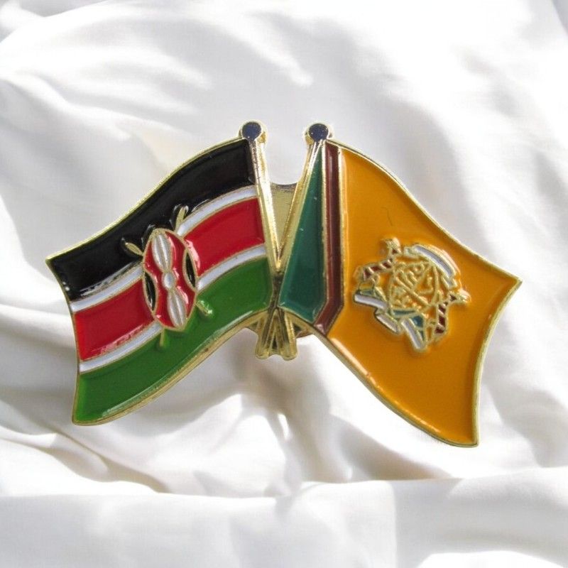 Kenya & County Double Flags Lapel Pin Badge – Elegant Gold-Finished Dual Flag Design for Patriotic & Official Wear
