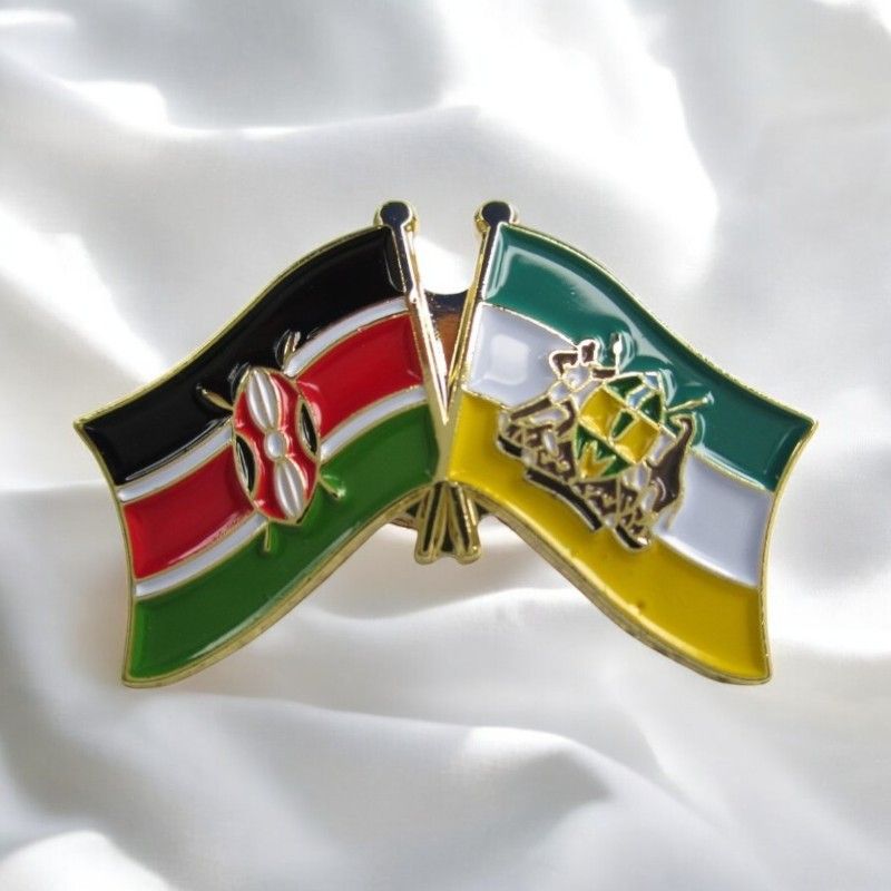 Kenya & County Double Flags Lapel Pin Badge – Elegant Gold-Finished Dual Flag Design for Patriotic & Official Wear