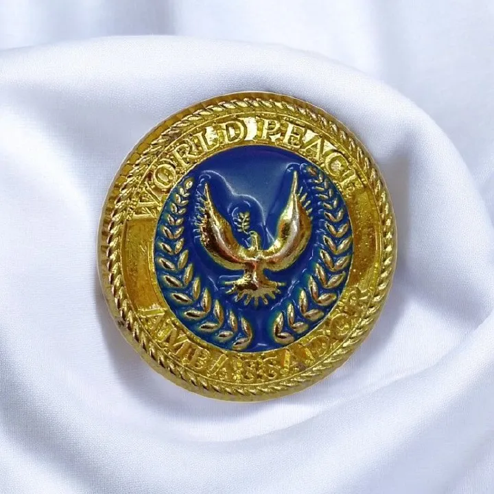 World Peace Ambassador Lapel Pin – Premium Metal Badge with Gold & Blue Enamel for Diplomats, Activists & Peace Advocates