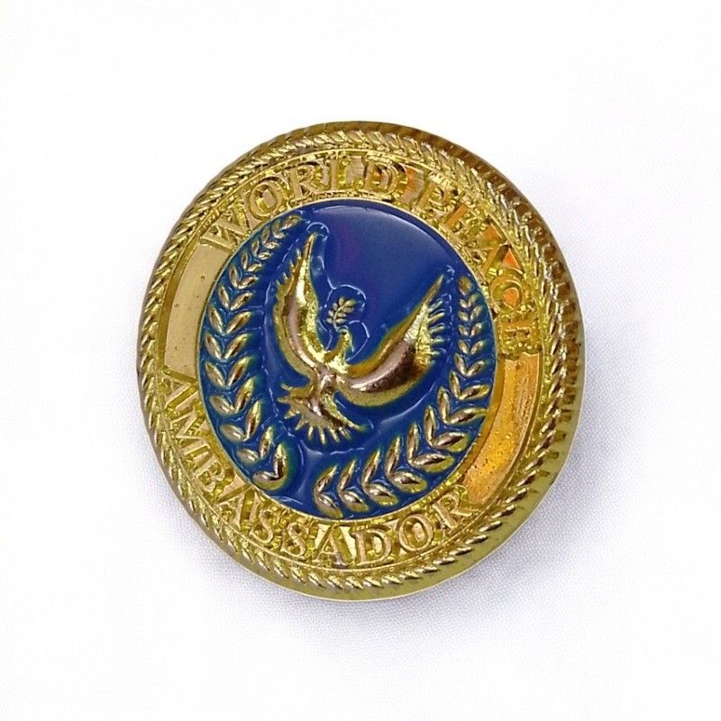 World Peace Ambassador Lapel Pin – Premium Metal Badge with Gold & Blue Enamel for Diplomats, Activists & Peace Advocates