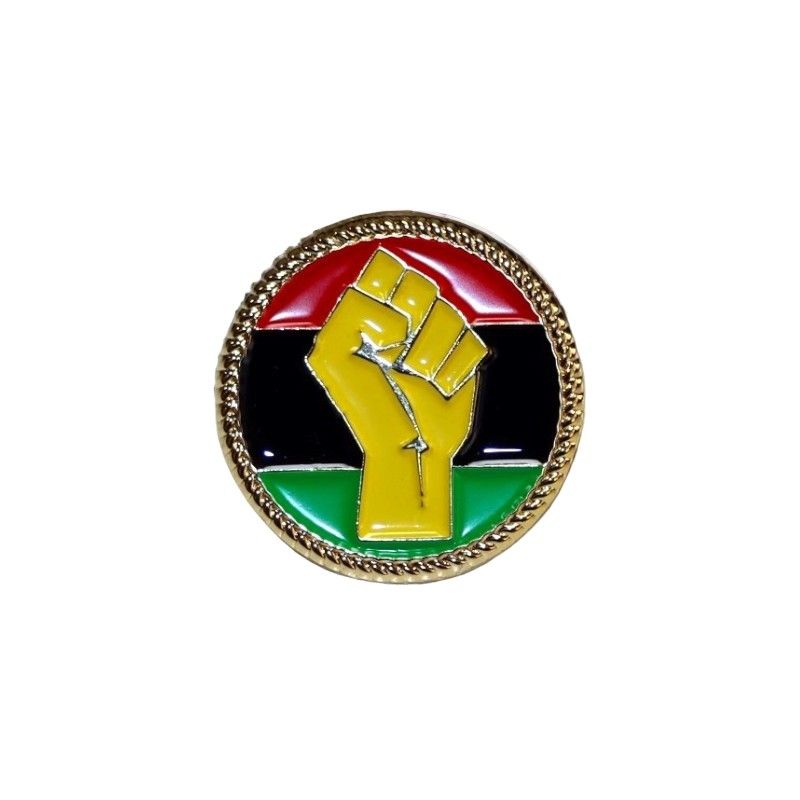 Pan-African Power Fist Lapel Pin Badge – Gold-Plated Unity & Strength Brooch – Premium Enamel Badge for Jackets, Hats & Accessories