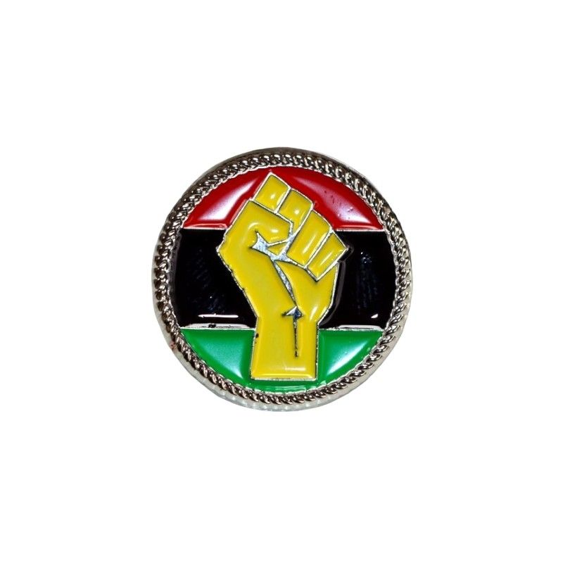 Pan-African Power Fist Lapel Pin Badge – Gold-Plated Unity & Strength Brooch – Premium Enamel Badge for Jackets, Hats & Accessories