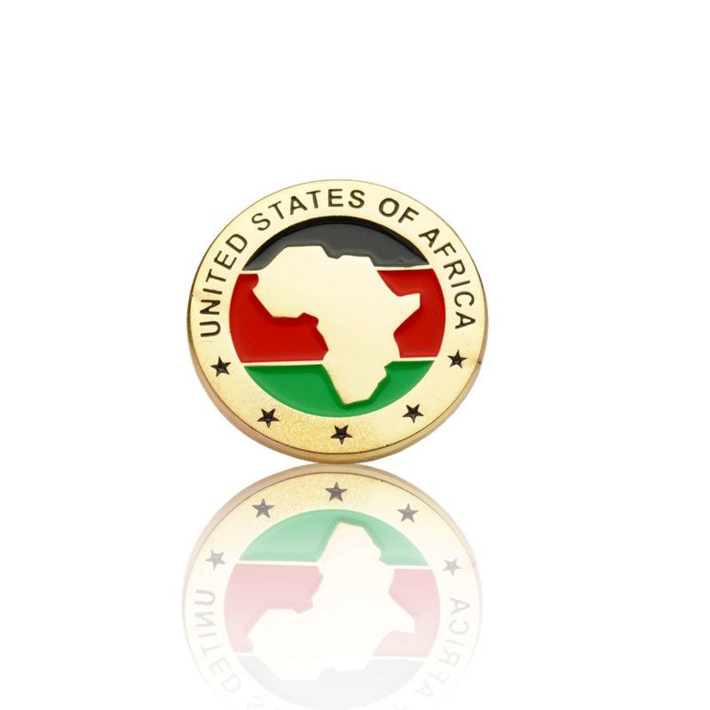 United States of Africa Lapel Pin Badge – Premium Gold-Plated African Unity Brooch – Pan-African Pride Emblem for Jackets, Hats, and Bags