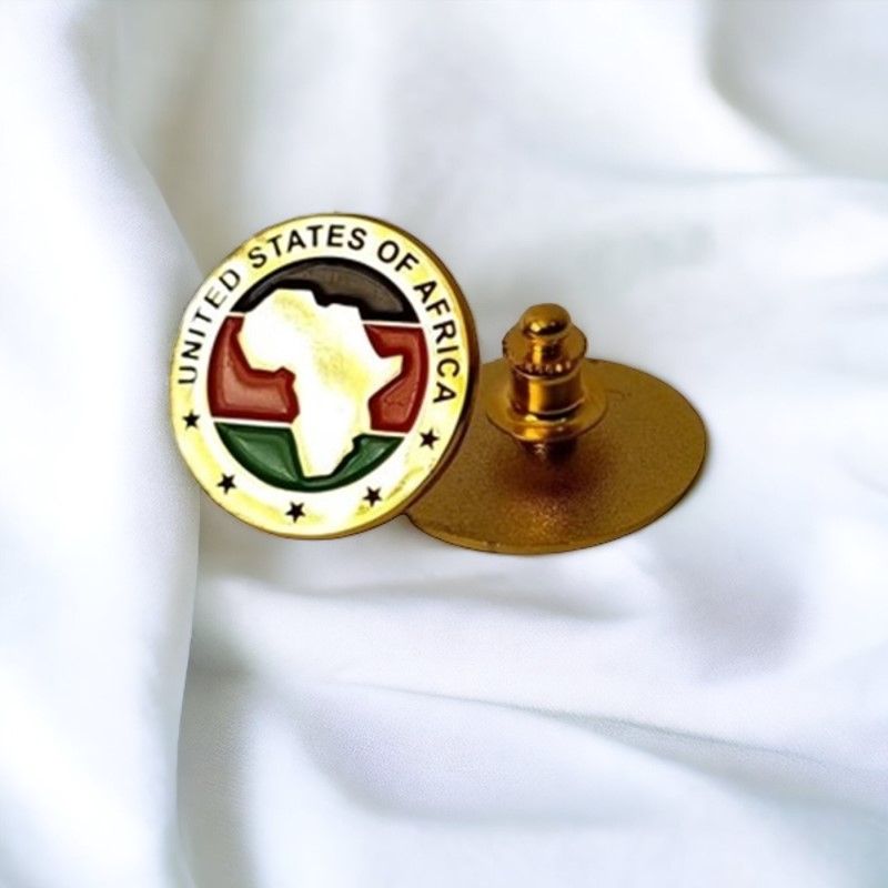 United States of Africa Lapel Pin Badge – Premium Gold-Plated African Unity Brooch – Pan-African Pride Emblem for Jackets, Hats, and Bags