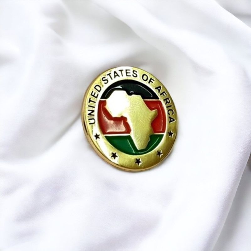 United States of Africa Lapel Pin Badge – Premium Gold-Plated African Unity Brooch – Pan-African Pride Emblem for Jackets, Hats, and Bags