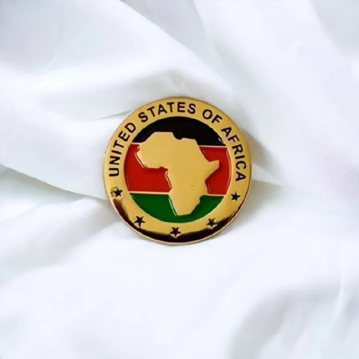 United States of Africa Lapel Pin Badge – Premium Gold-Plated African Unity Brooch – Pan-African Pride Emblem for Jackets, Hats, and Bags