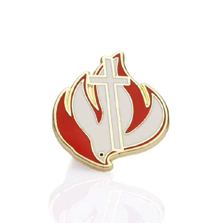 CITAM Church Holy Spirit Dove & Cross Lapel Pin Badge – Gold-Finished Christian Symbol of Faith & Pentecost Fire