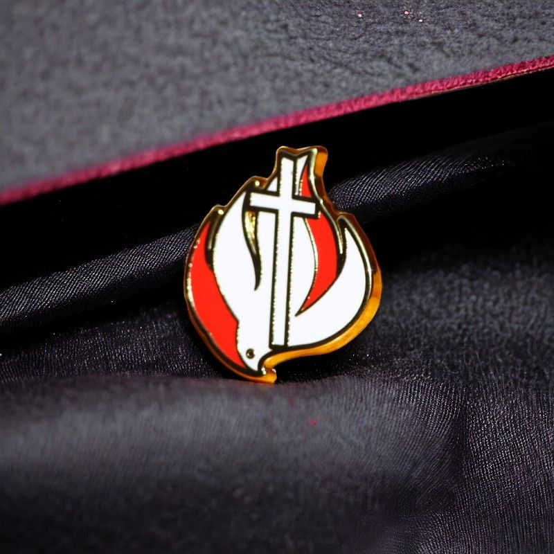 CITAM Church Holy Spirit Dove & Cross Lapel Pin Badge – Gold-Finished Christian Symbol of Faith & Pentecost Fire