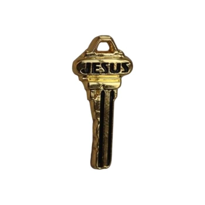 Gold-Plated "Jesus is the Key" Lapel Pin Badge – Faith-Inspired Christian Accessory, Religious Brooch for Men & Women, Perfect for Church, Prayer & Spiritual Gifts