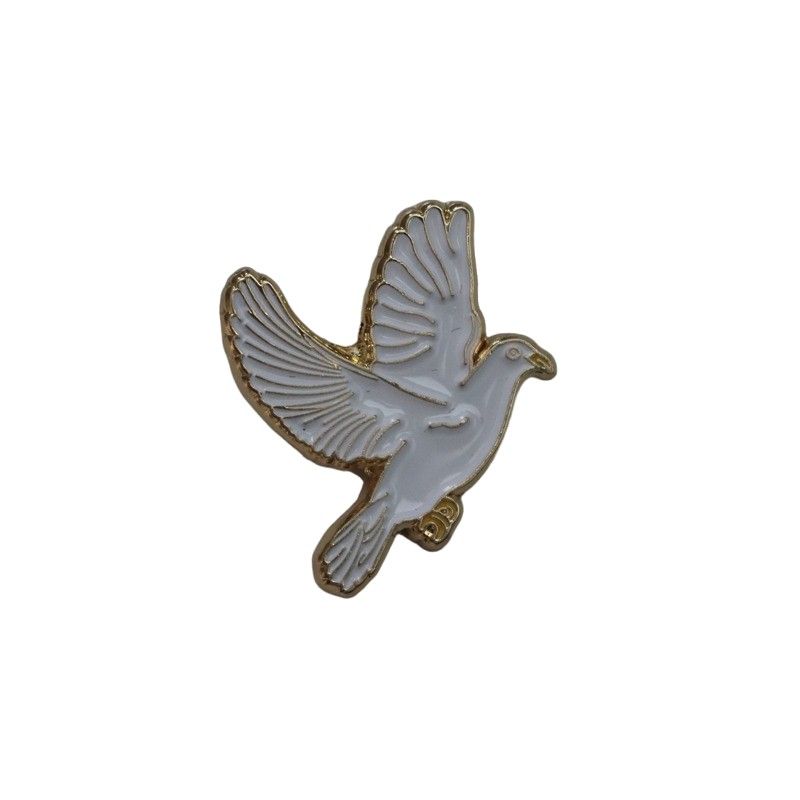 Peace Dove Elegant White Lapel Pin Badge – Symbol of Hope, Faith & Unity in Gold Finish