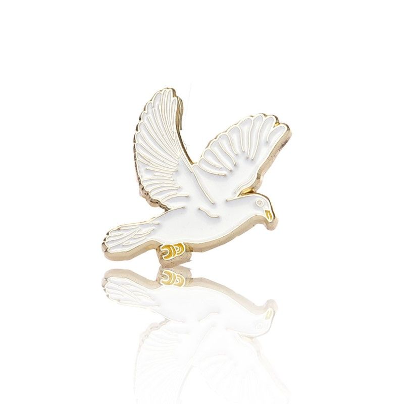Peace Dove Elegant White Lapel Pin Badge – Symbol of Hope, Faith & Unity in Gold Finish