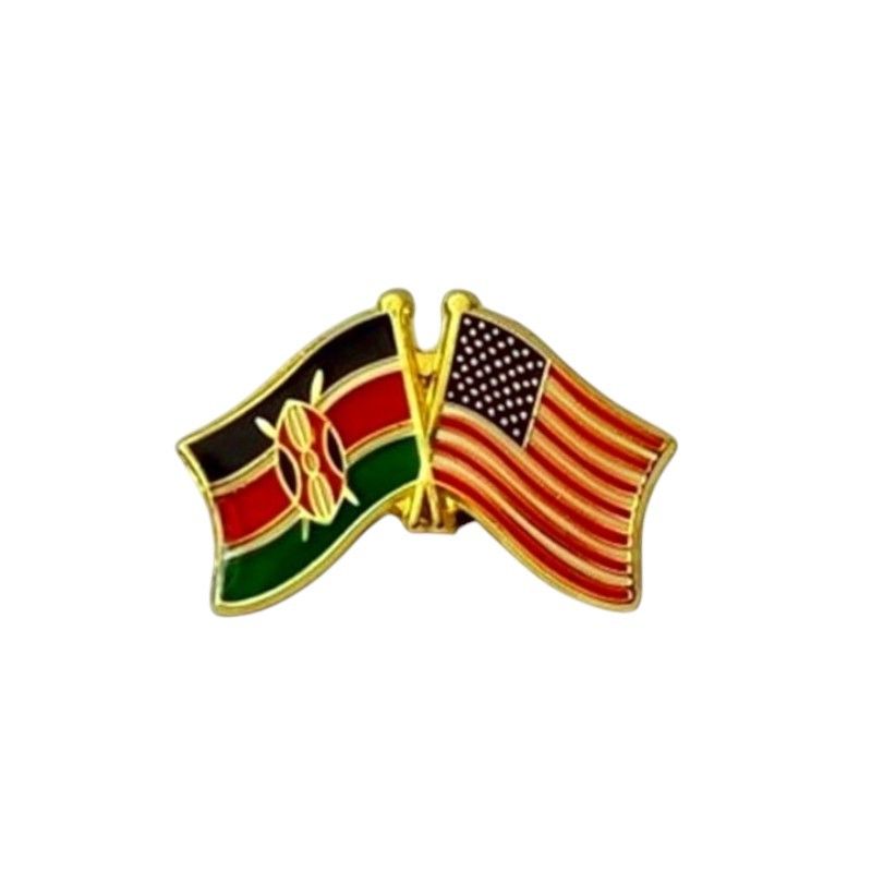 Kenya & USA Crossed Flags Lapel Pin Badge – High-Quality Enamel Double Flag Pin with Gold Finish – Patriotic Friendship Pin for Diplomats, Expats, Collectors & Special Events