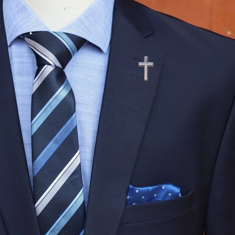 Christian Cross Lapel Pin Badge – Classic Religious Brooch for Men & Women, Faith-Inspired Accessory for Church, Weddings & Special Occasions