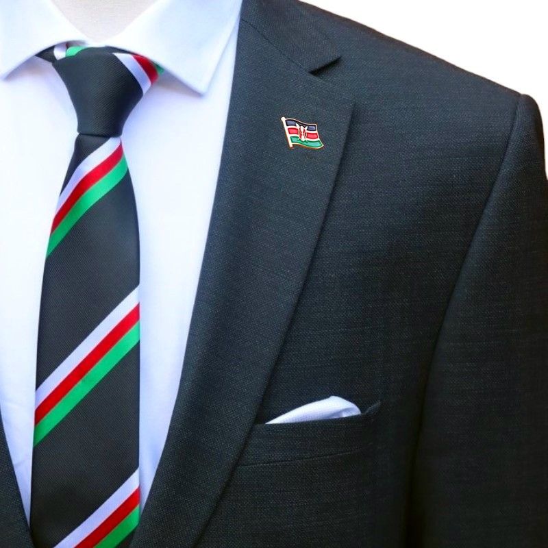 Kenya Single Flag Lapel Pin Badge – Patriotic Flag with Gold Finish, Elegant National Pride Accessory for Unisex use, both men and women, ideal for formal official wear ceremonies and commemorations.