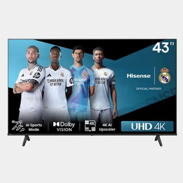 Hisense 43"Inch, A4 Series, 43A6, Frameless, UHD 4K, Smart TV-NETFLIX,YOUTUBE,PRIMEVIDEO,NATURAL COLOR ENHNANCER-BLUETOOTH CONNECTIVITY, BUILT-IN WIFI, INBUILT DECODER,VIDAA OS,DTS VIRTUAL-X