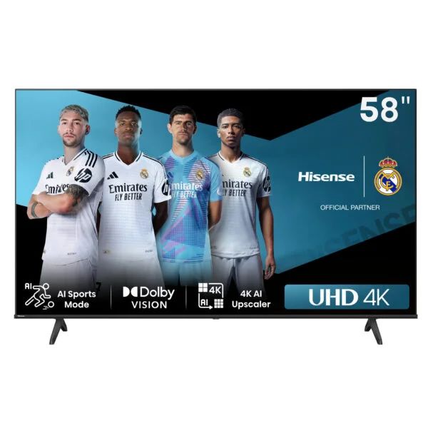 Hisense 58inch Smart TV 4K UHD Frameless 58A6K Dolby Vision IQ, Dolby Atmos, Full Array Local Dimming Pro, 144Hz Game Mode Pro, Alexa Compatibility