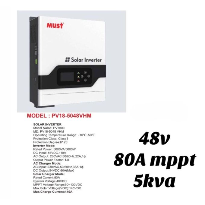 Must 48v 80a MPPT 5 KVA Solar Hybrid inverter