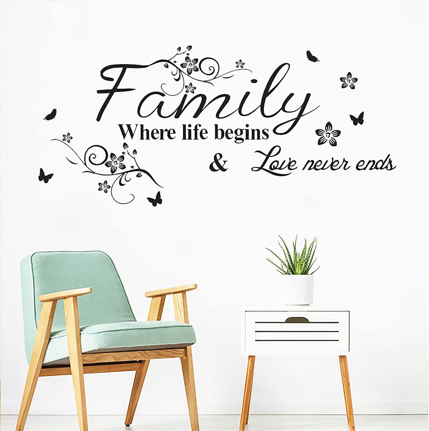Wall Stickers, Home Decorations for Living Room, Letters for Wall Decor Word Sticker Decal Peel and Stick for Classroom Home Bedroom Family Office Wall Art Decor Wallpaper Home Decor 2pcs
