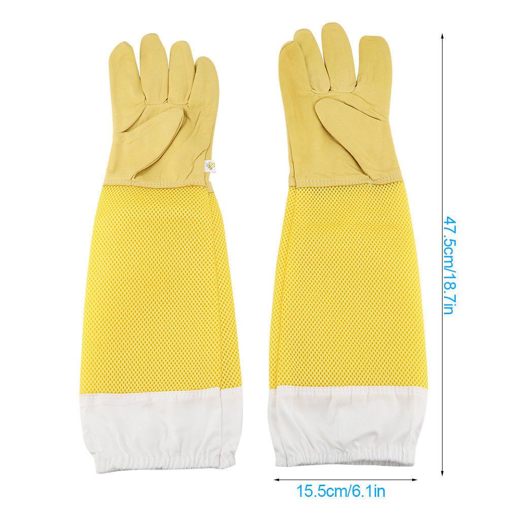 Anti-bee Clothing Beekeeper Gloves Protective Sleeves Ventilated Professional Anti Bee for Apiculture Beekeeper Prevent Beehive tools Anti-bee Sheepskin Gloves