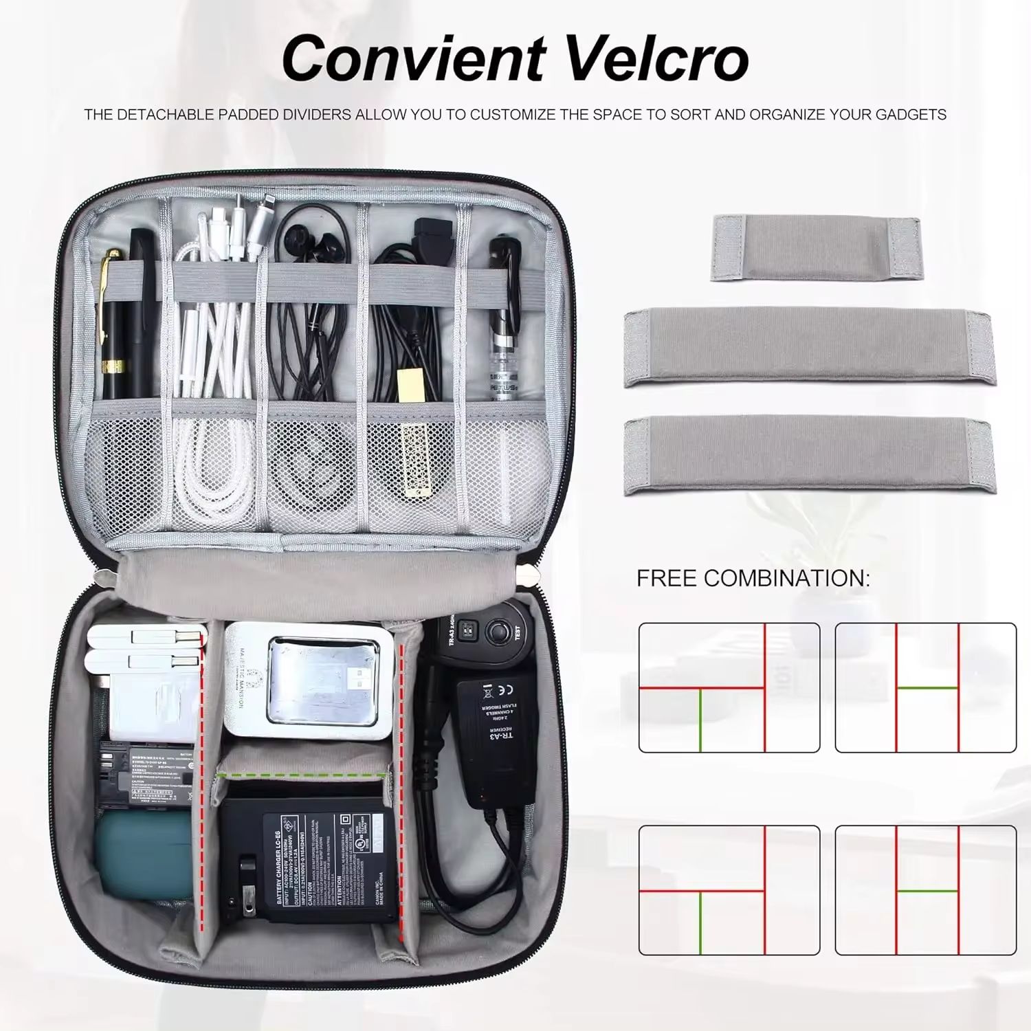 Digital Product Storage Bag Cable Storage Bag Three Layer Large Capacity Waterproof Digital Electronic Accessories Organizer Portable Travel Cable Organizer Case for cable Charger Portable Home Electr