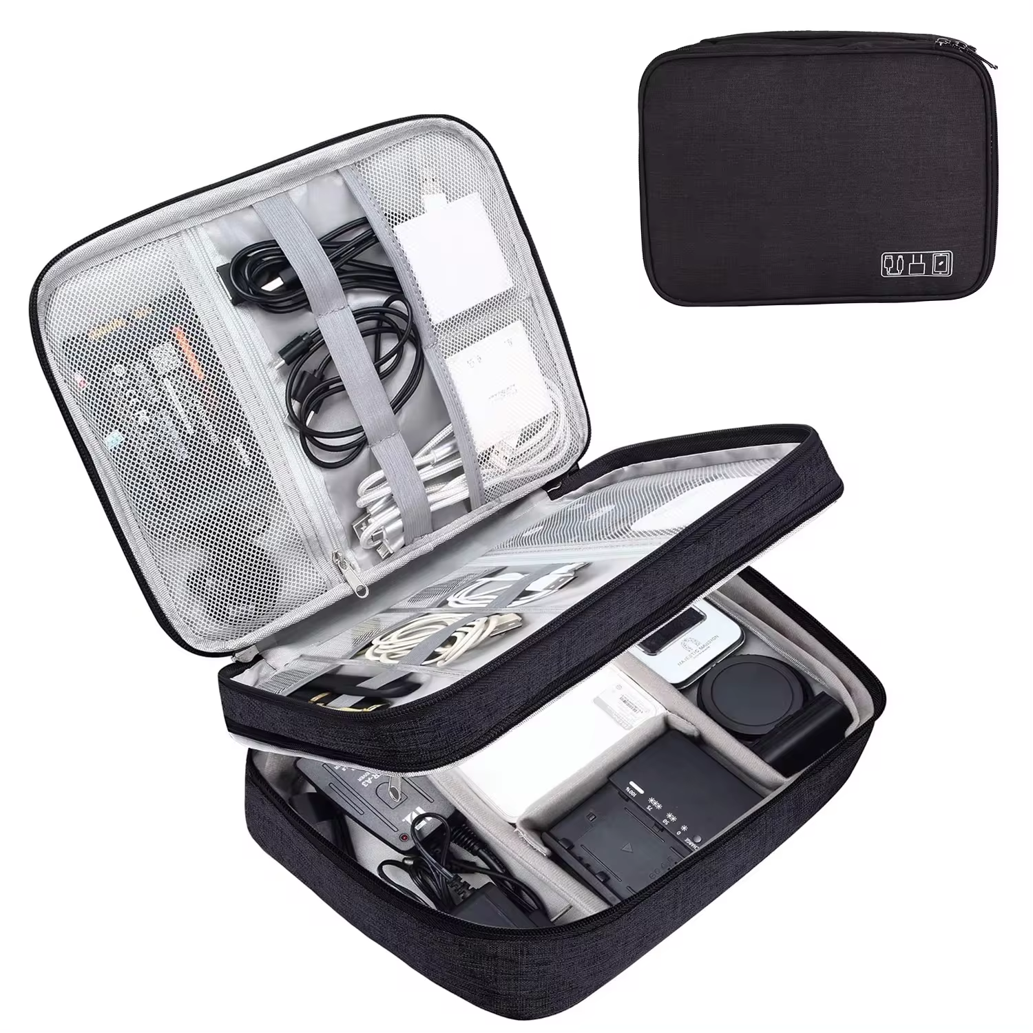 Digital Product Storage Bag Cable Storage Bag Three Layer Large Capacity Waterproof Digital Electronic Accessories Organizer Portable Travel Cable Organizer Case for cable Charger Portable Home Electr