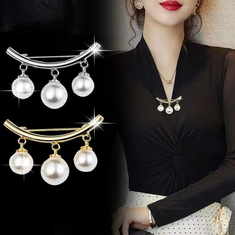 Elegant Fashion Pearls Brooch Pins For Women Fixed Straps Charm Safe Pin Brooches Clothing Clip Badge Dress Buckle Diy Jewelry