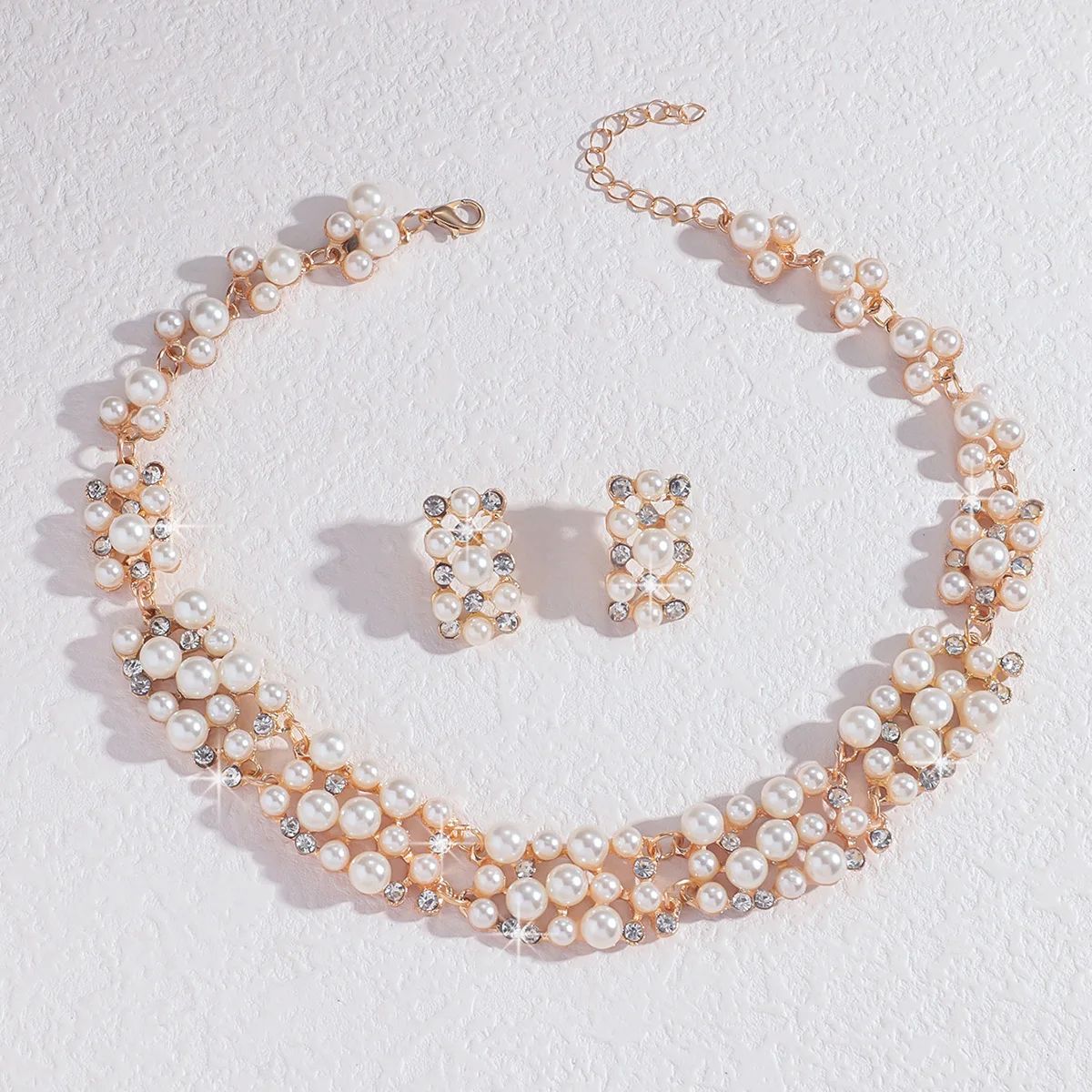 2pcs  Ladies Pendant Necklaces Collarbone Choker Chain Fashionable Pearl Women's Earrings, Necklaces, Jewelry sets, Clothing Matching Wedding Bridal Bridesmaid Fashion Accessories
