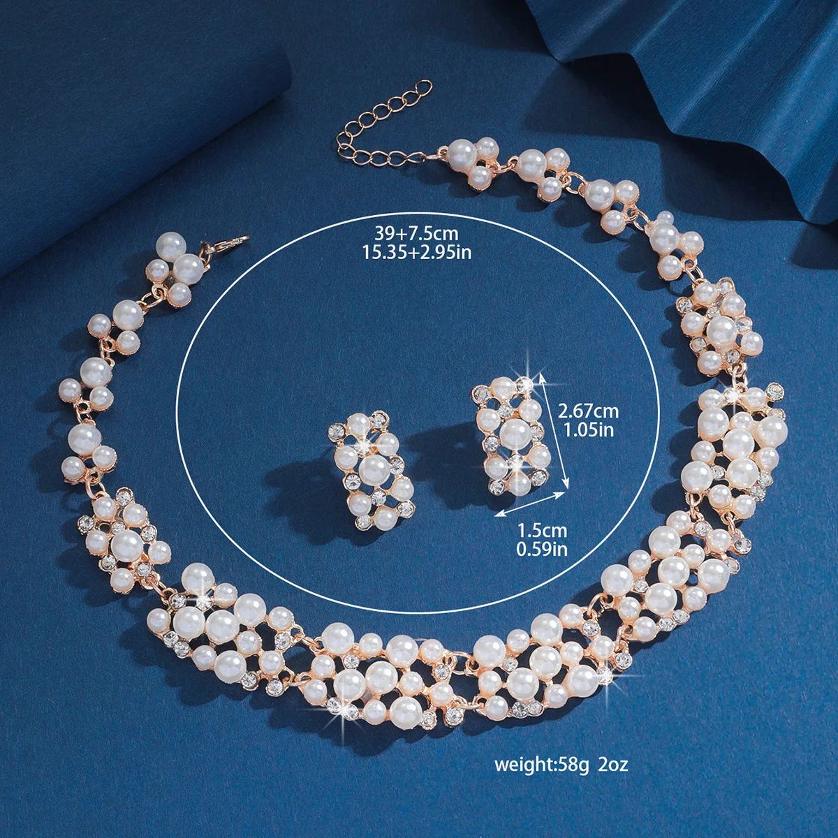 2pcs  Ladies Pendant Necklaces Collarbone Choker Chain Fashionable Pearl Women's Earrings, Necklaces, Jewelry sets, Clothing Matching Wedding Bridal Bridesmaid Fashion Accessories