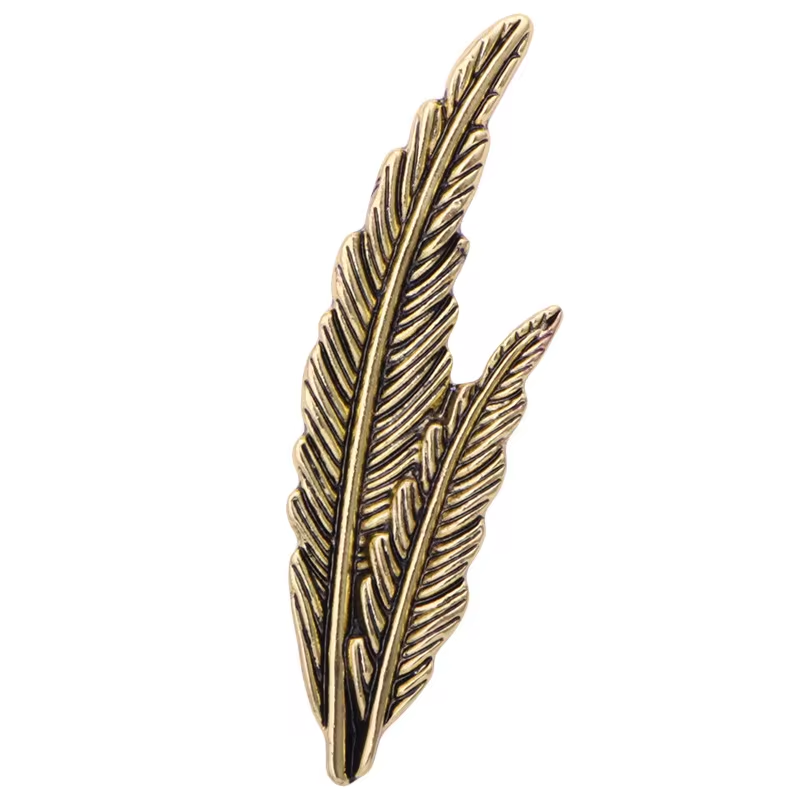Shirt Collar Pins Shirt Studs For Men ,Men Feather Brooch Pin, Vintage Alloy Feather Brooch, Men's Leaf Suit Collar Pin