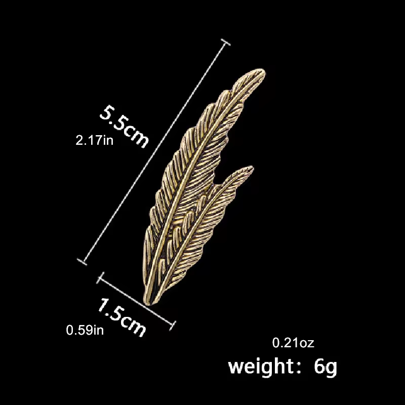 Shirt Collar Pins Shirt Studs For Men ,Men Feather Brooch Pin, Vintage Alloy Feather Brooch, Men's Leaf Suit Collar Pin