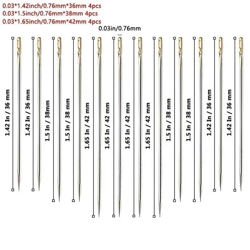 12pcs Hand Sewing Needles Blind Needle Elderly Needle-side Hole Hand Household Stainless Steel Sewing Needless Threading Apparel Sewing DIY Weave Sewing Tools  Accessories