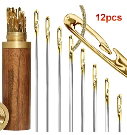 12pcs Hand Sewing Needles Blind Needle Elderly Needle-side Hole Hand Household Stainless Steel Sewing Needless Threading Apparel Sewing DIY Weave Sewing Tools  Accessories
