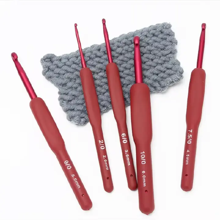 9pcs 2-6mm Soft Handle Ergonomic Crochet Hooks Set Aluminum Needle Head Crochet Kit Diy Handmade Sewing Weave Knitting Tools Suit  Single Head Crochet Hook