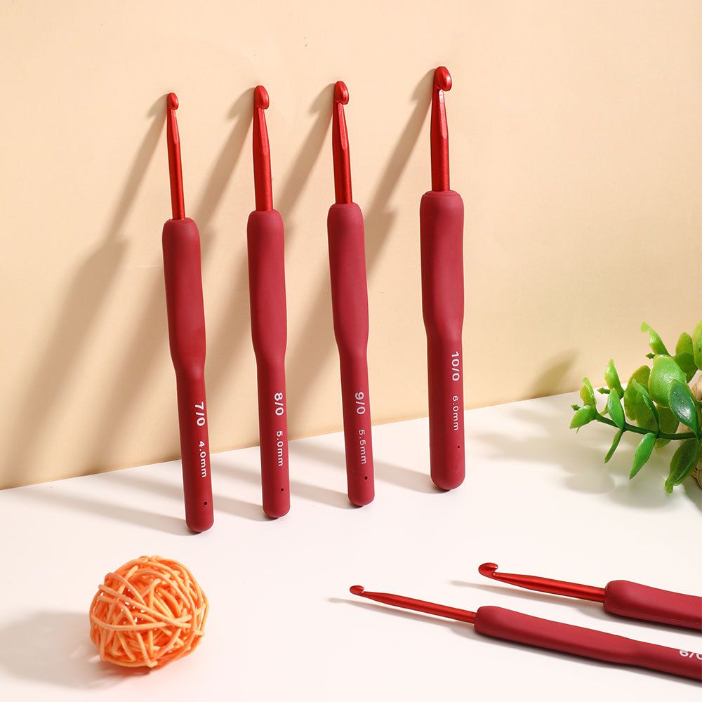 9pcs 2-6mm Soft Handle Ergonomic Crochet Hooks Set Aluminum Needle Head Crochet Kit Diy Handmade Sewing Weave Knitting Tools Suit  Single Head Crochet Hook